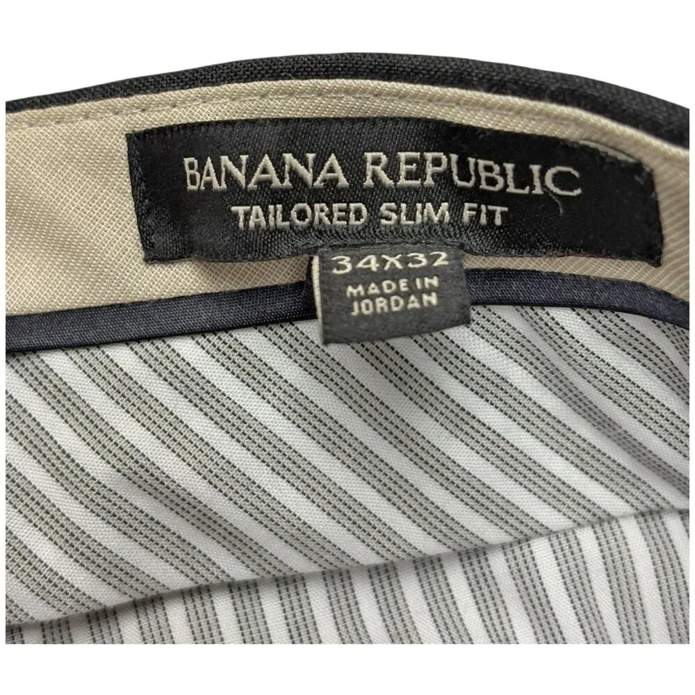 Banana Republic Charcoal Wool Tailored Slim Fit Dress Trouser‎